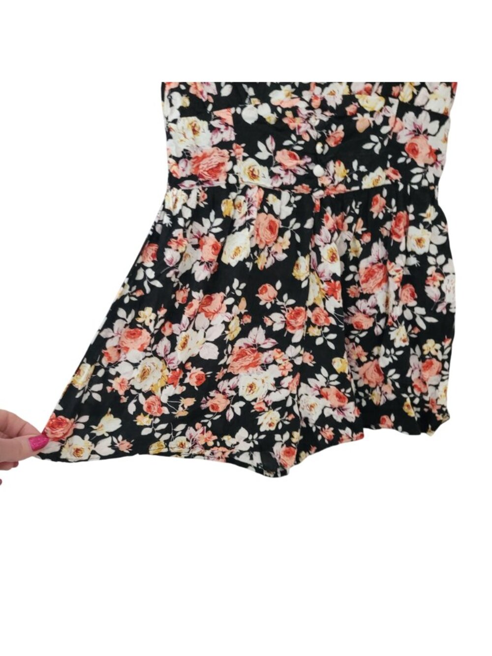 Louna Black Floral Romper Womens Size S Puff Sleeve Summer Party - Picture 4 of 7